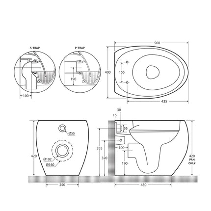 Fienza RAK Cloud Wall-Faced Toilet Suite Matte White ,