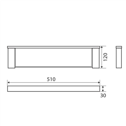 Fienza Koko Chrome Finish 510mm Glass Shower Shelf ,