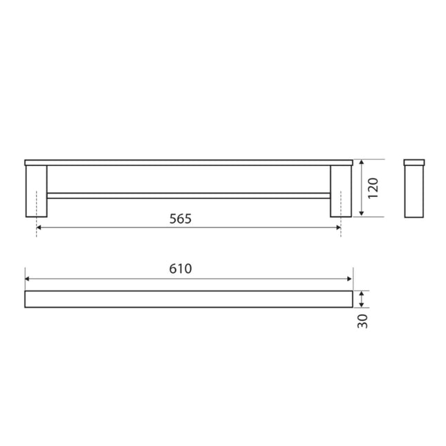 Fienza Koko 610mm Matte Black Double Towel Rail ,