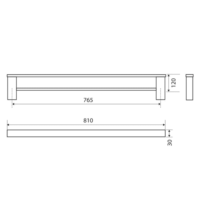 Fienza Koko 810mm Matte Black Double Towel Rail ,