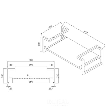 Ires White 900 Wall Hung Cabinet Double Drawers 890X460X550 ,