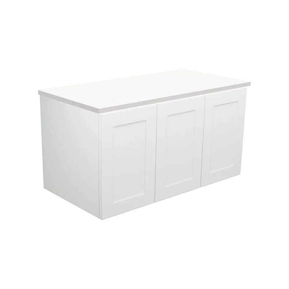 Fienza Mila Satin White 900 Shaker Front Wall-Hung Cabinet Right Drawer