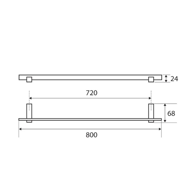 Fienza Jet 800mm Chrome Square Single Towel Rail ,