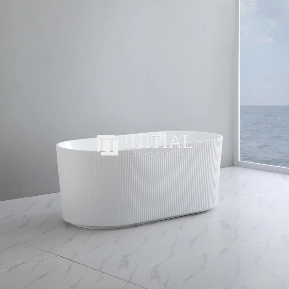 Ally Groove 1500 Gloss White Fluted Freestanding Bathtub, Oval , Default Title