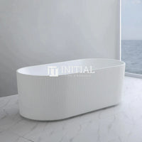 Ally Groove 1500 Matte White Fluted Freestanding Bathtub, Oval , Default Title