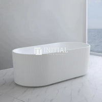 Ally Groove 1700 Matte White Fluted Freestanding Bathtub, Oval , Default Title