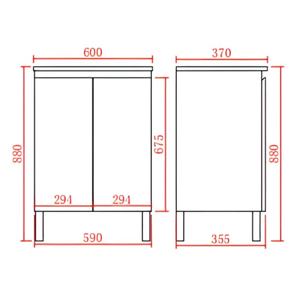 Alpha Gloss White Ensuite Free Standing Vanity on Legs
