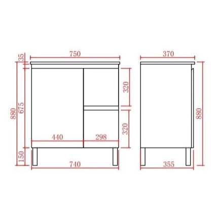 Alpha Gloss White Ensuite Free Standing Vanity on Legs
