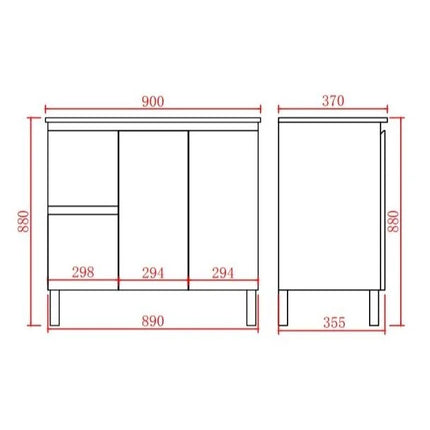 Alpha Gloss White Ensuite Free Standing Vanity on Legs