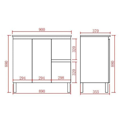 Alpha Gloss White Ensuite Free Standing Vanity on Legs