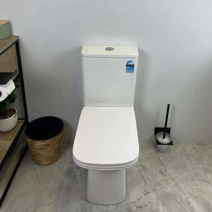 Amelia Rimless Back to Wall Toilet Suite Gloss White 620X350X800