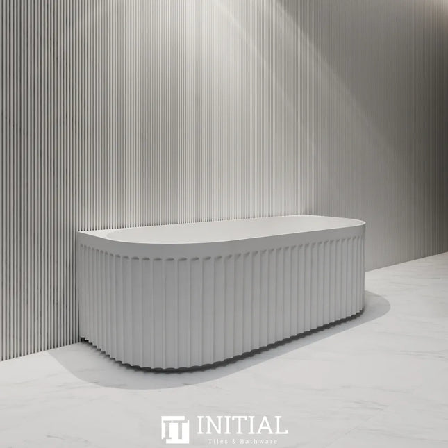 Diana 1500 Fluted Back To Wall Bathtub Matte White Non-Over Flow 1500X750X580 ,