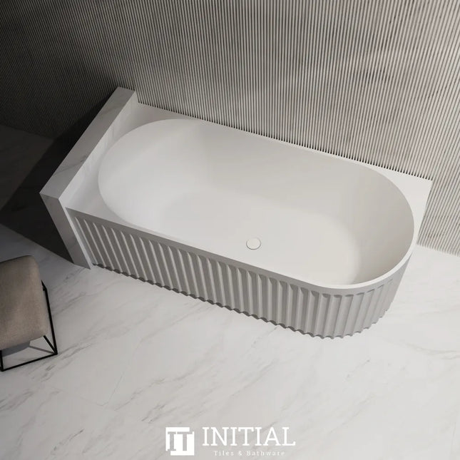 Diana 1500 Fluted Corner Bathtub Matte White Non-Over Flow 1500X750X580 , Left Corner