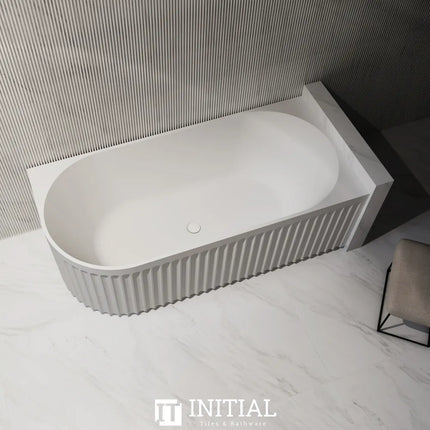 Diana 1500 Fluted Corner Bathtub Matte White Non-Over Flow 1500X750X580 , Right Corner