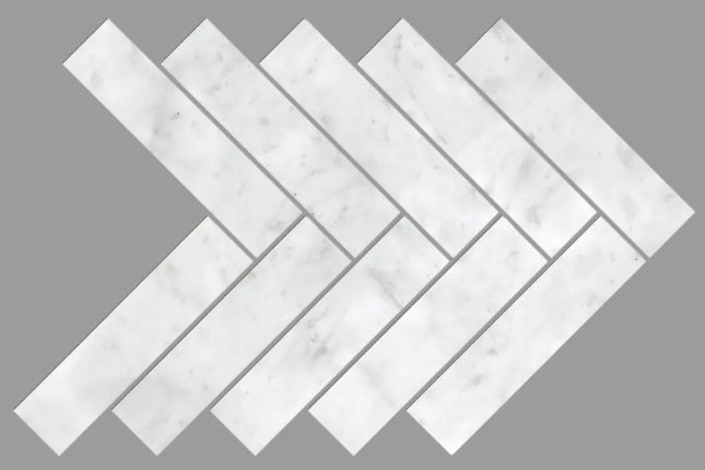 Avon Carrara White Herringbone Honed 35X150