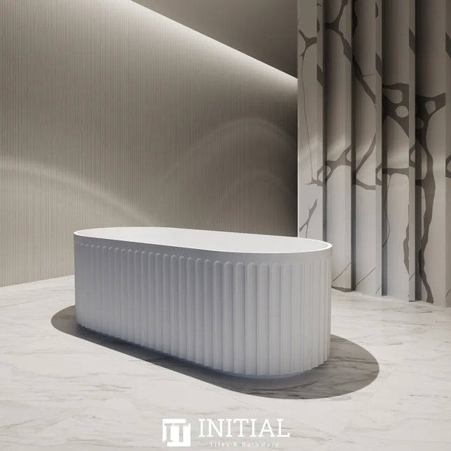 Diana 1500 Fluted Freestanding Bathtub Matte White Non-Over Flow 1500X750X580 ,