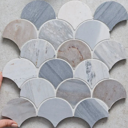 Halo Mosaic Fan Blue Sandstone Honed 80X68