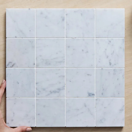 Halo Mosaic Square Carrara Honed 75X75