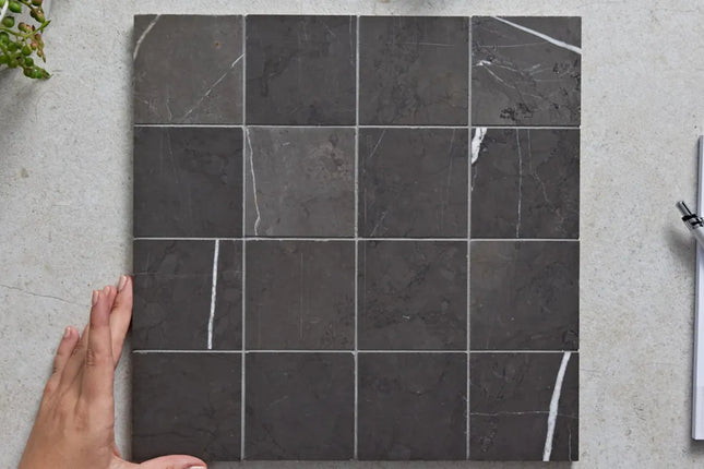 Halo Mosaic Square Pietra Grey Honed 75X75