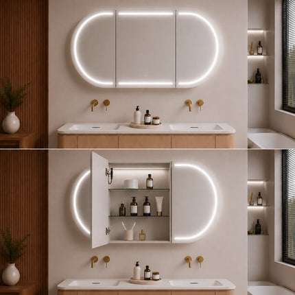 Allison Pill 3 Lights PVC Shaving Cabinets Matte White 450-1500mm