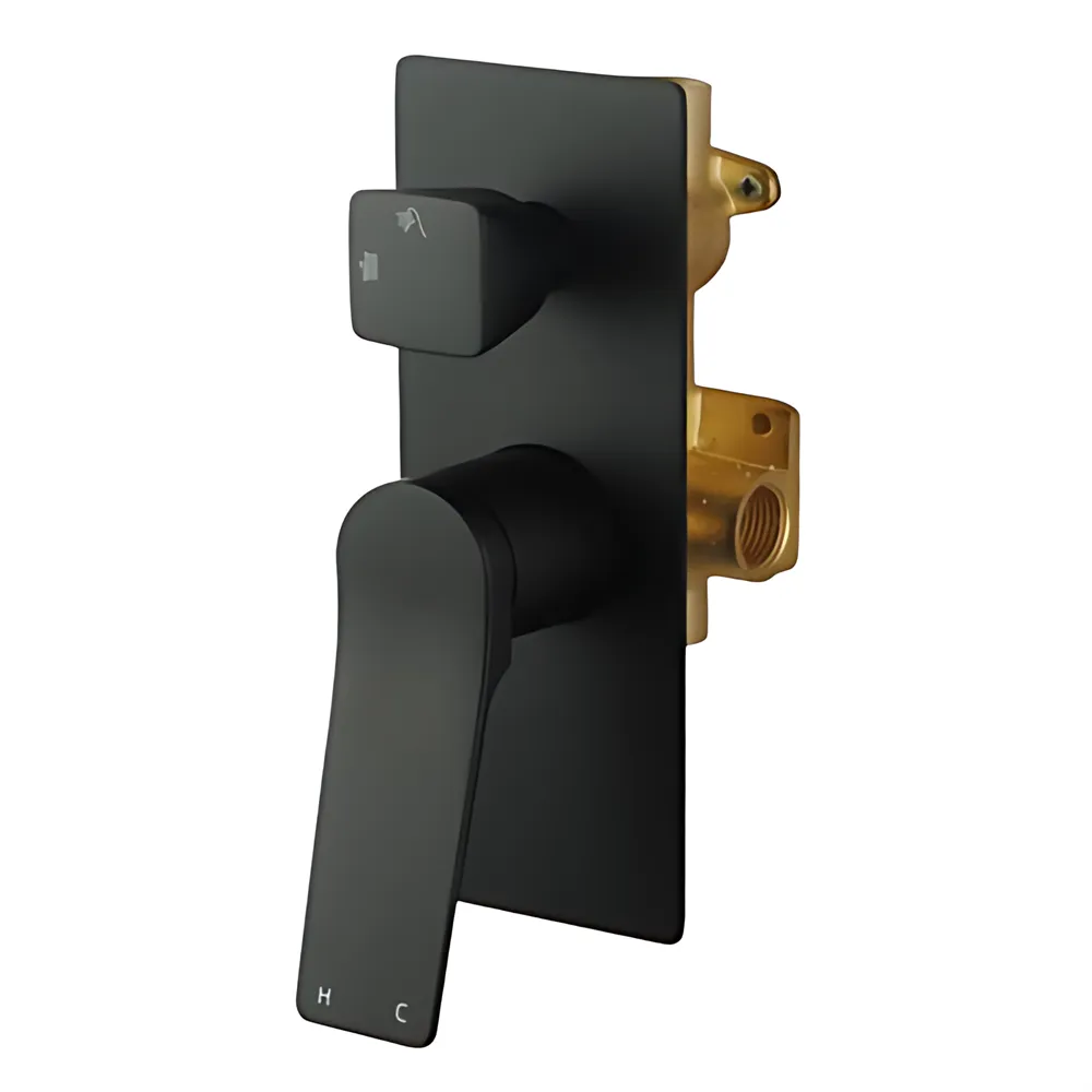 Black Bathroom Hash Shower Wall Mixer with Diverter ,