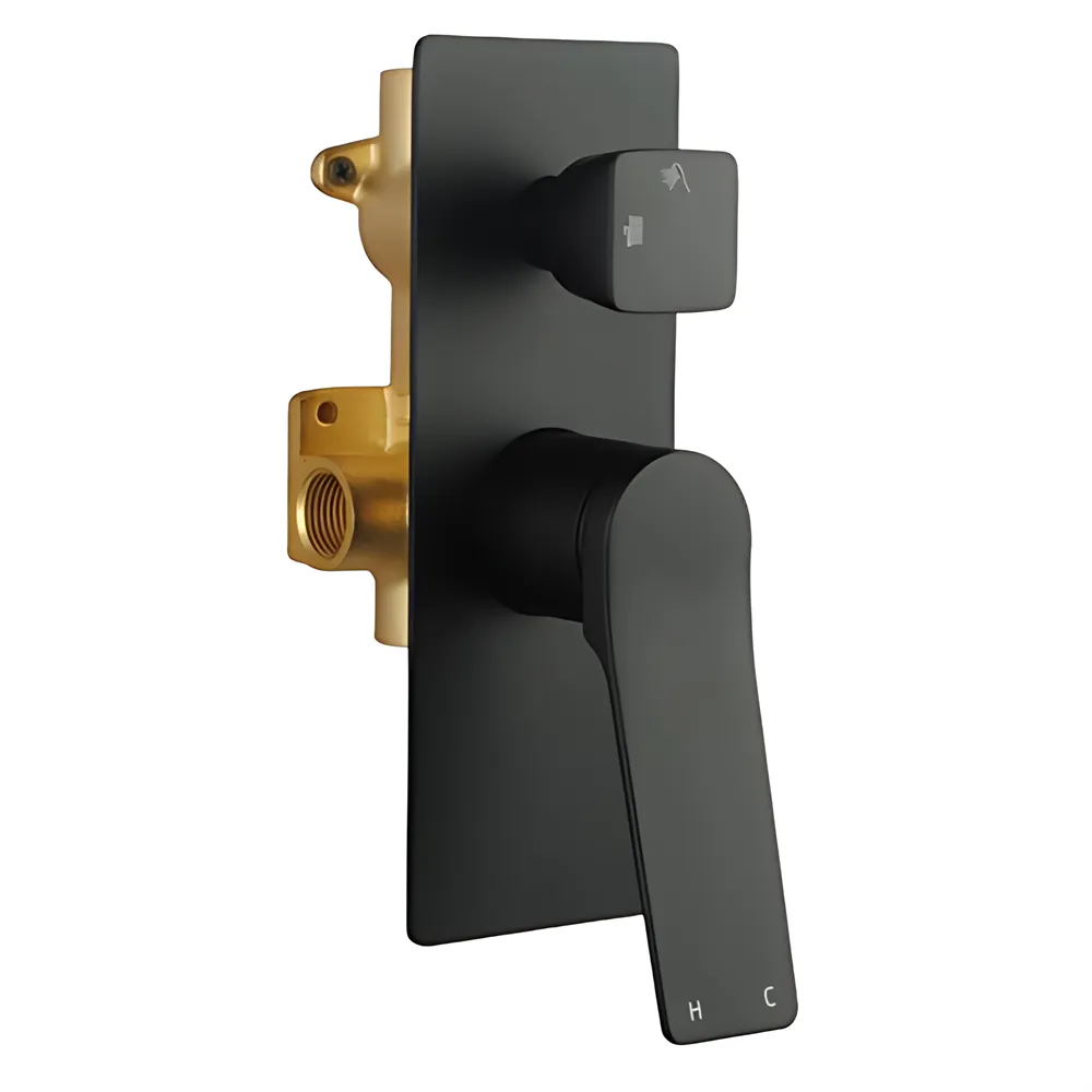 Black Bathroom Hash Shower Wall Mixer with Diverter ,