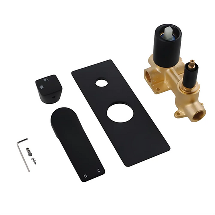 Black Bathroom Hash Shower Wall Mixer with Diverter ,