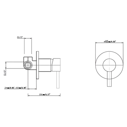 Brushed Nickel Bathroom Round Petra Wall Spout & Mixer ,