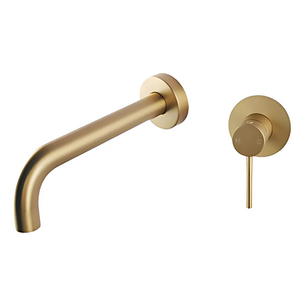 Yellow Gold Bathroom Round Petra Wall Spout & Mixer ,