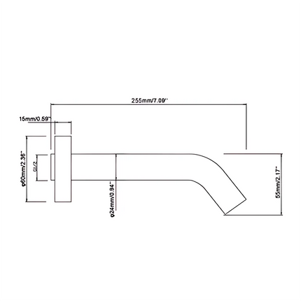 Bathroom Round Petra Wall Spout & Mixer in Chrome ,