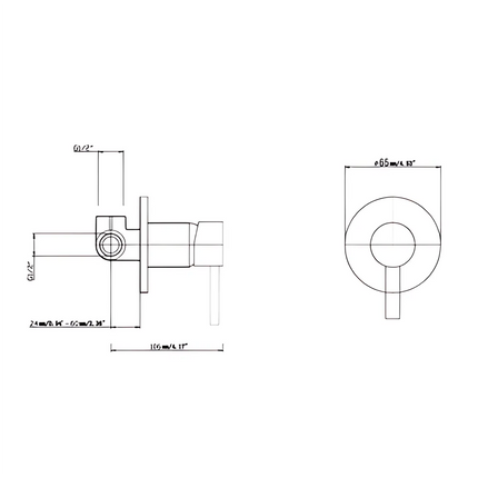 Bathroom Round Petra Wall Spout & Mixer in Chrome ,