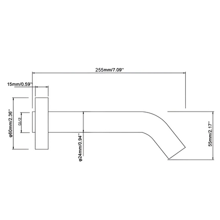 Gunmetal Grey Bathroom Round Petra Wall Spout & Mixer ,