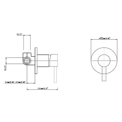 Gunmetal Grey Bathroom Round Petra Wall Spout & Mixer ,
