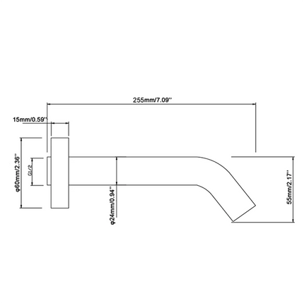 Matt Black Bathroom Round Petra Wall Spout & Mixer ,