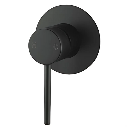 Matt Black Bathroom Round Petra Wall Spout & Mixer ,