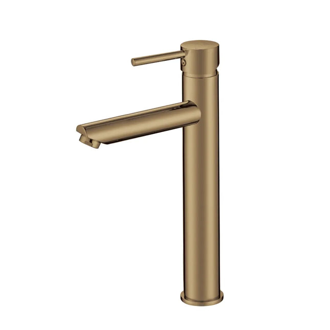 Bathroom Petra Tall Basin Mixer Brushed Yellow Gold ,