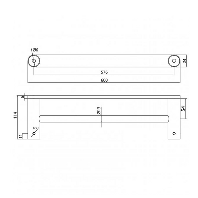 Hash Double Towel Rail 600mm Gunmetal Grey ,