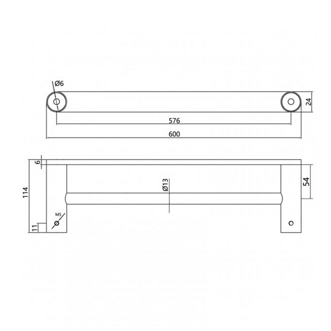 Hash Double Towel Rail 600mm Brushed Nickel ,