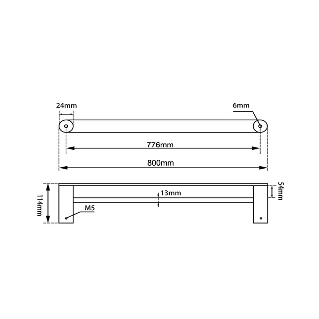 Hash Double Towel Rail 800mm Brushed Nickel ,