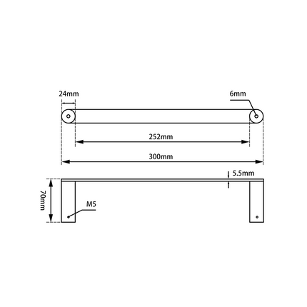 Hash Hand Towel Rail 300mm Brushed Nickel ,