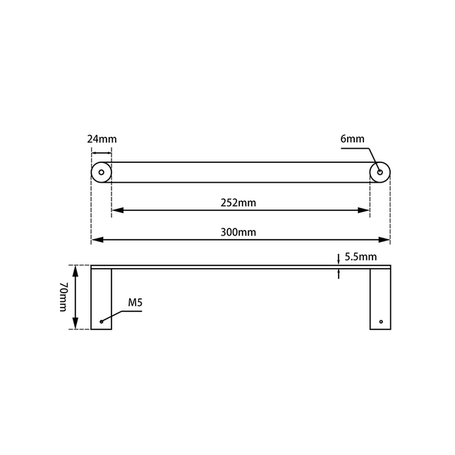 Hash Hand Towel Rail 300mm Brushed Nickel ,