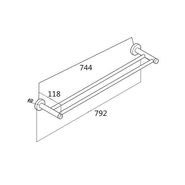 Petra Double Towel Rail 790mm Gold ,