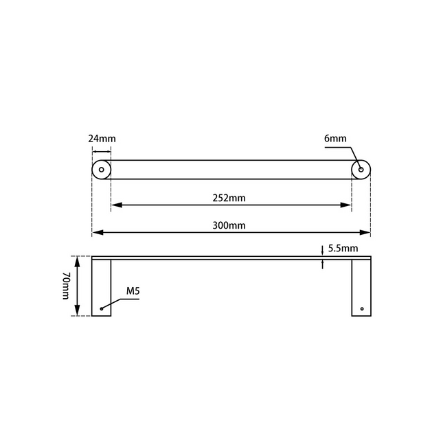 Speranza Hand Towel Rail 200mm Brushed Nickel ,