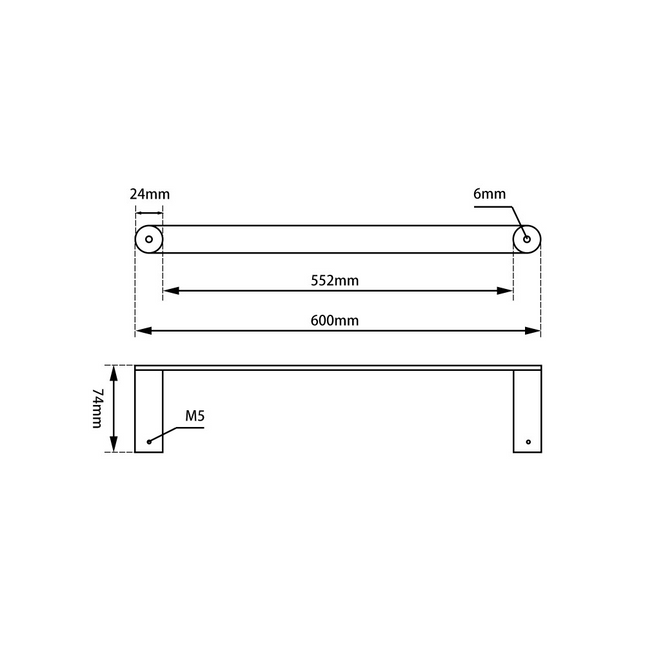 Speranza Single Towel Rail 600mm Gold ,