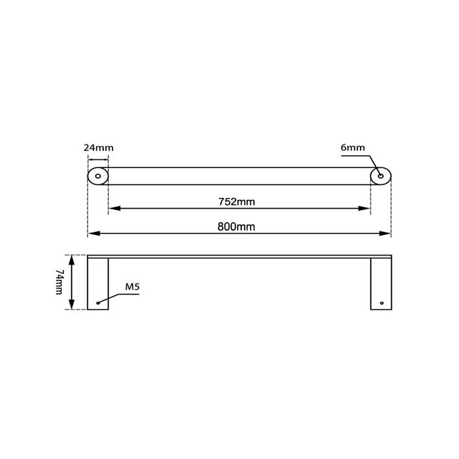 Speranza Single Towel Rail 800mm Gold ,