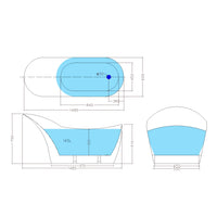 Bathroom Gloss White Brio Floor Freestanding Bathtub with Overflow 1485X695X790 ,
