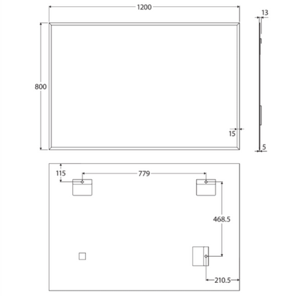 Fienza Rectangular Mirror, Bevel Edge, 1200 x 800mm ,