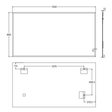 Fienza Rectangular Mirror, Bevel Edge, 1500 x 800mm ,