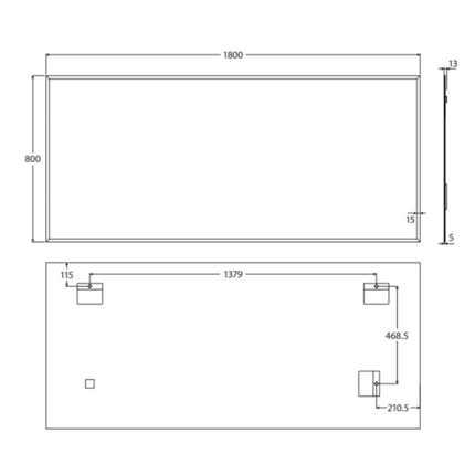 Fienza Rectangular Mirror, Bevel Edge, 1800 x 800mm ,