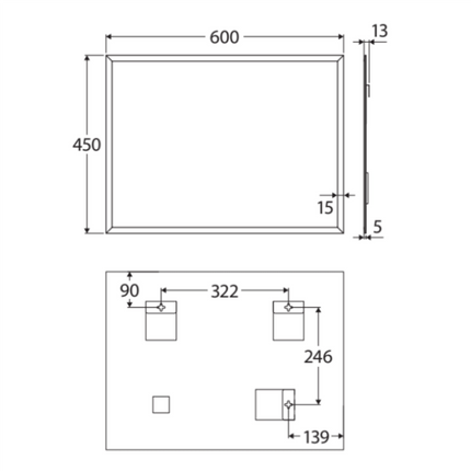 Fienza Rectangular Mirror, Bevel Edge, 600 x 450mm ,